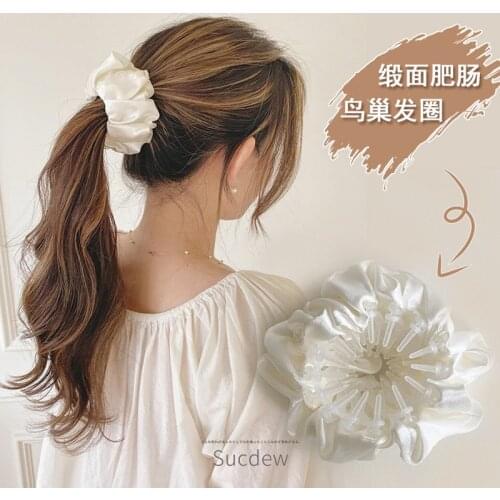 New Simple And Pure Color Satin Large Intestine Birds Nest Tray Hair Iron For Ladies Lazy Style Easy To Tie Hair And Versatile