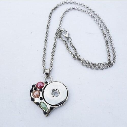 18mm Snap Button Angel Wings Necklace Socket Winged Heart Metal Amulet Pendant Unisex Men Women 12 Pieces / Lot