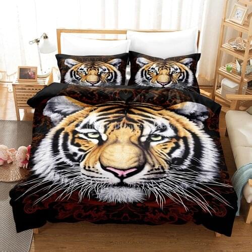 Animal Tiger Cheetah Leopard Duvet Cover With Pillowcase 2/3PCS Bedding Sets For Adults Bedclothes AU/UK/US/EU Size 2/3pcs