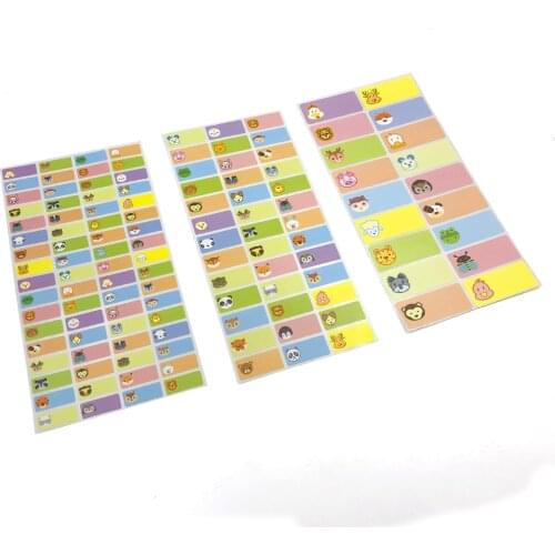 Blank Name Stickers Kids Cartoon Animal Labels Personal DIY Waterproof Memo Pad Adhesive Writable Note Tags School Stationery
