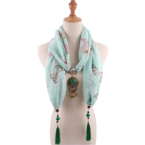 RUNMEIFA Jewelry Statement Necklace water drop Pendant Scarf Women Bohemia Neckerchief Foulard Femme Accessories Hijab Stores