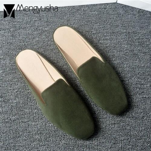 Brief velvet plus size 34-44 mules woman summer square toe slippers lady babouche comfort casual flip flops feminino
