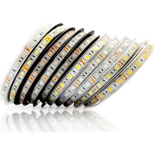5050 RGB RGBW Luces Led Strip 60Leds/m 300Leds Flexible Home Decoration Lighting White/Black PCB DC12V/24V 5m/lot