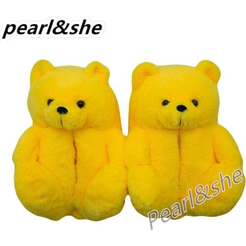 Bear Slippers Womens Plush Home Indoor Warm Winter All Inclusive Childrens Kids House Slippers