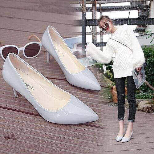 Thin Heels Pumps Women Dress Women Shoes 7cm Stiletto-heel Wedding Official Leisure Shoes Plus Big Size Solid Pointed Toe Shoes