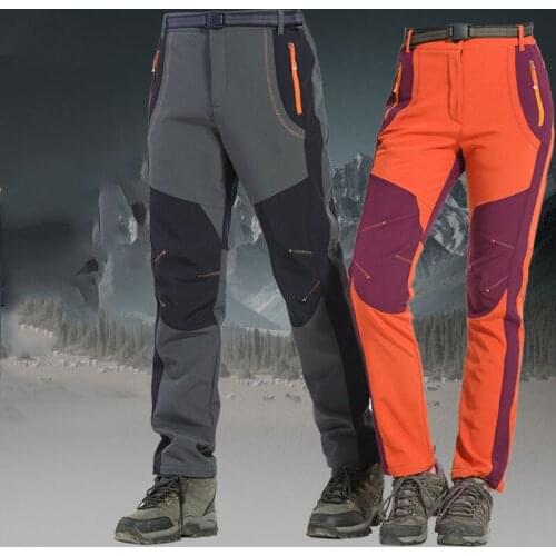 Outdoor Sports Trousers Large Size Men Women Slim Thick Thermal Fleece Windproof Pants Waterproof Breathable Skiing Hiking Pants