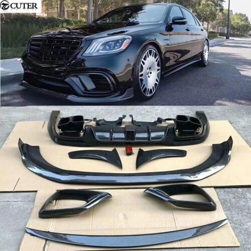 W222 S65 S63 S600 Carbon fiber front bumper lip air vents rear diffuser spoiler fender vents for Benz W222 S65 S63 Car body kit