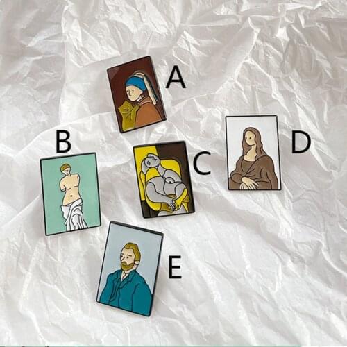 Retro Style Funny Mona Lisa Clip Earrings Without Piercing Vintage Van Gogh Oil Painting Earring European Abstract Art Jewelry