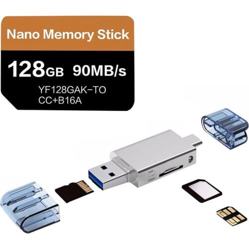Nano Memory Card Replacement For Huawei Mate20/P30 Series 128GB 90MB/S with USB3.0 Type-C TF/NM Card Reader