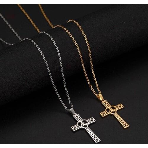 WENDYFO New Women Fashion Stainless Steel Cross Necklace Pendants Ladies Girls Heart Chain Necklaces Charm Jewelry Gift