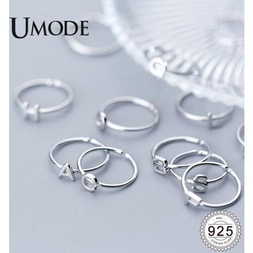 UMODE 925 Sterling Silver Rings for Women Letter s925 Silver Open Adjustable Rings New Fashion 2019 Simple Jewelry ULR0737