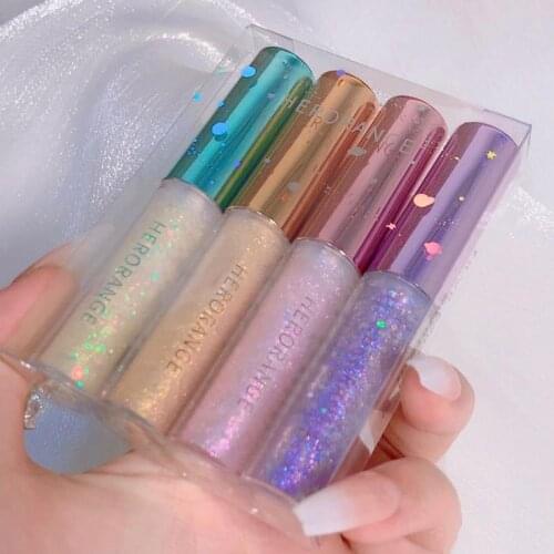 4 Pcs Liquid Glitter Eyeshadow Pearl Glitter Eyeshadow Easy To Color Waterproof Eye Shadow Stage Beauty Party Makeup Tools TSLM1