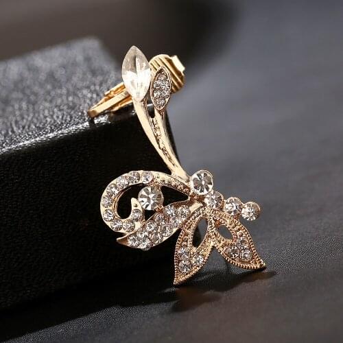 ZLDYOU Fashion Charm Crystal Butterfly Hollow Ear Cuff High Quality Drip Zircon Piercing Jewelry Women Gifts Clip Earrings