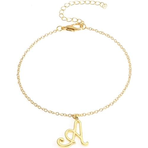 Monogram A Name Letter Bracelet Gift for Friends Cursive Swirl A Chain Bracelets Jewelry