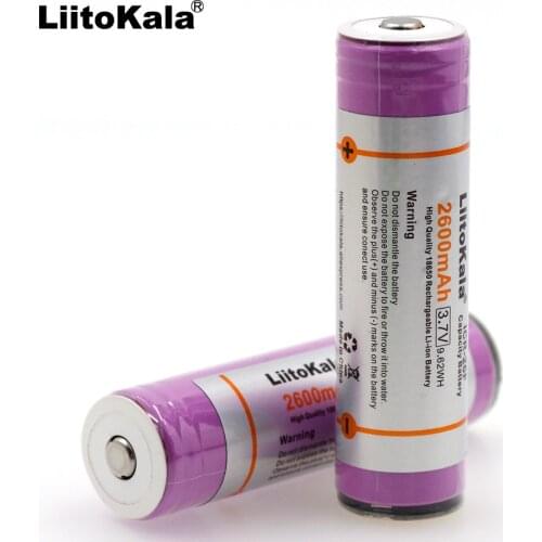 2 pcs. Liitokala 100% New Original 18650 ICR18650-26FM 2600 mAh Protected Lithium Ion 3.7 V Battery With PCB Flashlight