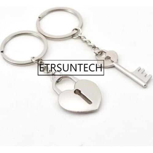 200pairs Metal Heart Shape Key Lock Couple Keychain Creative Lovers Keychain Valentines Day Gift