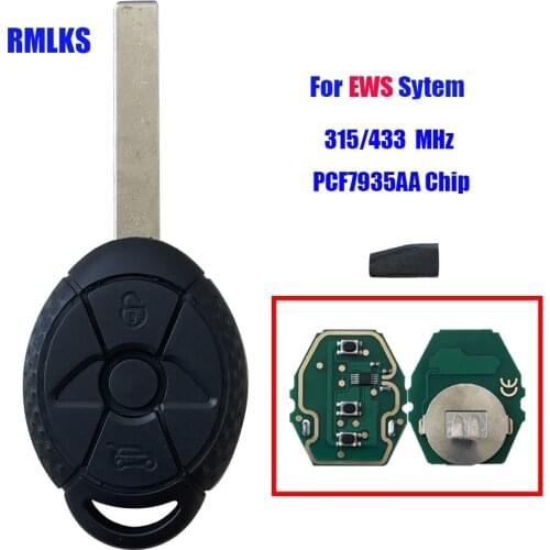 Keyless Remote Key Clicker S R50 R53 EWS System 315/433mhz PCF7935AA ID44 Chip Key Uncut Blade For BMW Old Mini Cooper