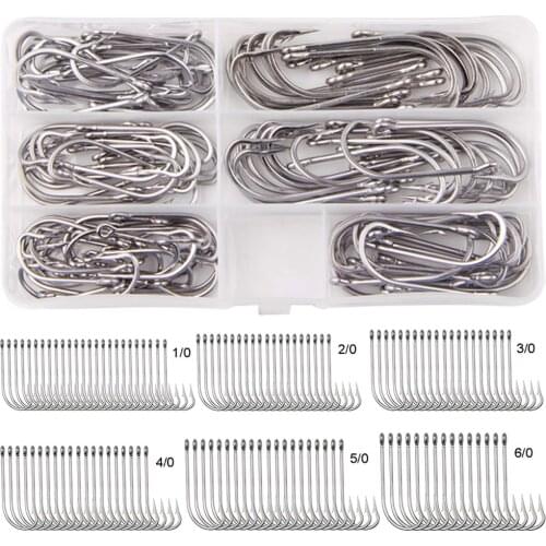 120Pcs/Box 34007 Fishing Hooks Stainless Steel Saltwater Fishing Hook White Big Extra Long Shank Hook For Saltwater Freshwater