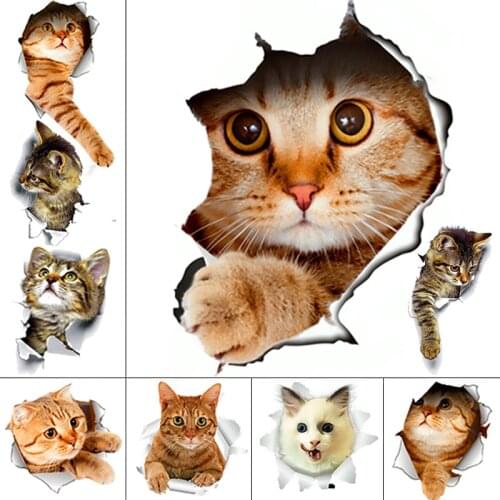 3d view vivid cats switch toilet hole stickers bathroom home decor cartoon animal wall decals diy mural art sticker vinyl poster