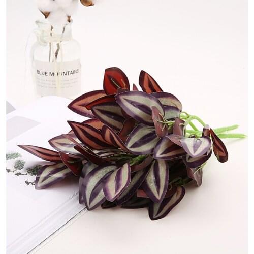 5 Stems/bundle Fake Plant Eyebrow Leaf Artificial Greenery Flowers Plastic Grass Wall Home Restaurant Table Display Decoration
