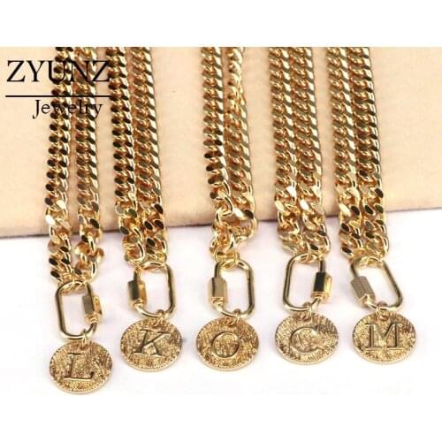 6PCS, Oval clasp pendants necklace Letter pendant necklace link chain necklace fashion jewelry for women