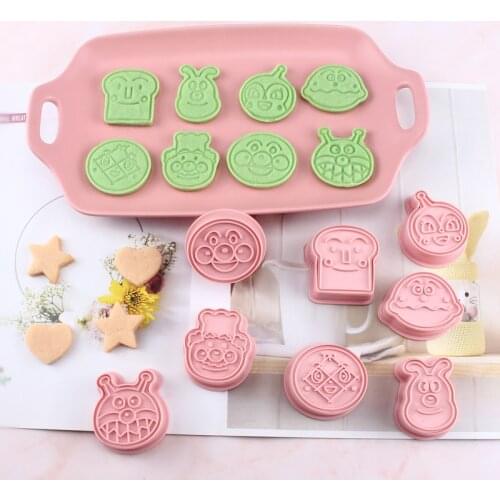 8pcs/set Anpanman Cookie Mold 3D Press Mold Japanese Cute Anime Biscuit Mold Party Cake Decorations
