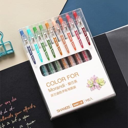 9pcs/lot Gel pen color hand account pen small fresh gel pen set retro multicolor press creative hand account special