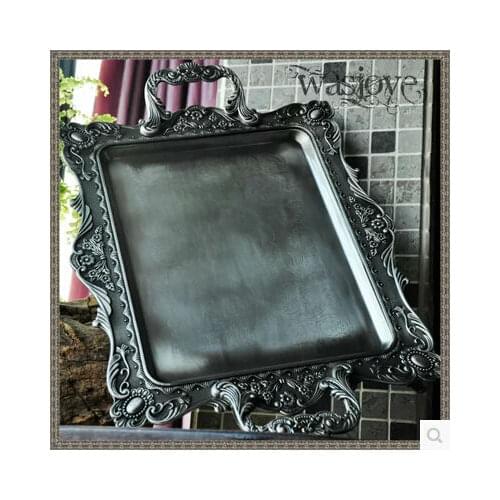 Antique rectangular 52*36cm metal serving tray bandeja decorativa food tray decorative metal serving trays vintage tray FT019