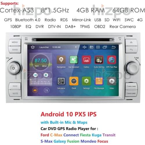 PX5 Android 2din Car Radio for Ford Focus C S Max Connect Fiesta Kuga Transit Galaxy Fusion Mondeo Auto Audio Multimedia GPS DVD