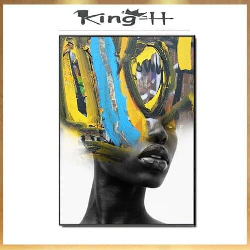 Free Shipping Artist Handmade African Oil Painting On Canvas Handmade Abstract Figure African Woman Oil Painting for Living Roo