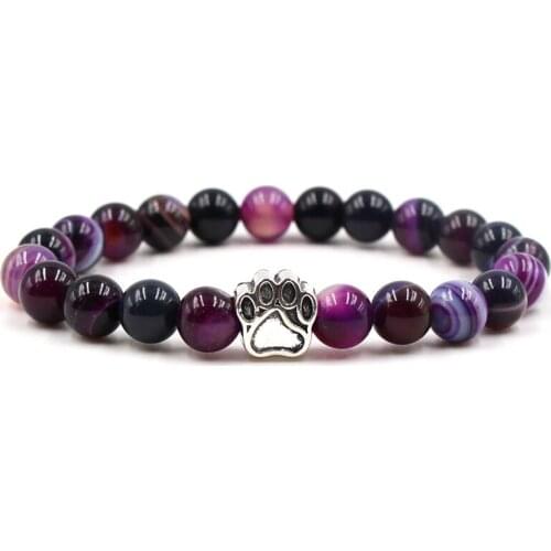 8mm Green Bracelet Onyx Purple Blue Animal Paw Onyx Beads Lapis Lazuli Natural Stone White Opal Bracelet Men Gift