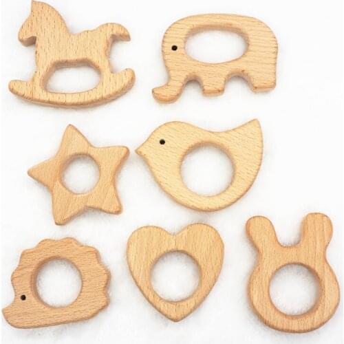 Chenkai 50pcs Wooden Teether DIY Organic Eco-friendly Nature Wood Baby Teething Pacifier Grasping Montessori Toy Accessories