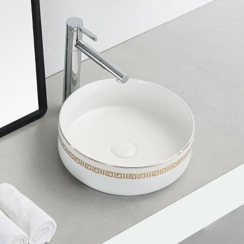 Dining room decorative porcelain ceramic table top small round art basin bathroom sink hand wash basinBathroom sink