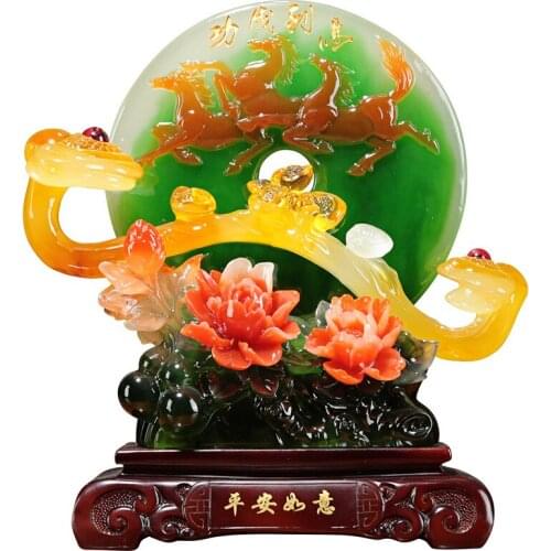 Ruyi Pingan Button Decoration Resin Crafts Office Home Tv Cabinet Wine Figurines Miniatures Ornaments Creative Opening Gifts
