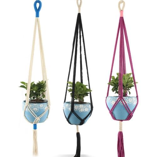 Macrame Plant Hanger Basket Garden Flower Pot Holder Hanging Knotted Lifting Rope Basket Home Garden Decor 3 Styles Vintage