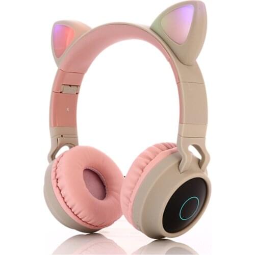 Elf Cat Wireless Bluetooth 5.0 Stereo High Sound Smart Color LED Headset 2 Color Pink And Purple