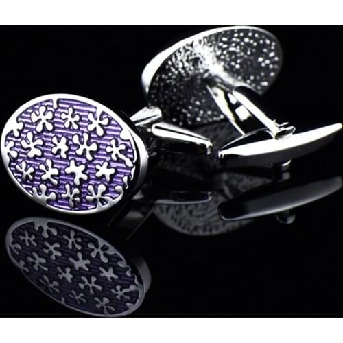 Baking Varnish Color dripping oil Enamel purple flower Cufflink Cuff nail French buttons Mens shirt buttons Jewelry Accessories