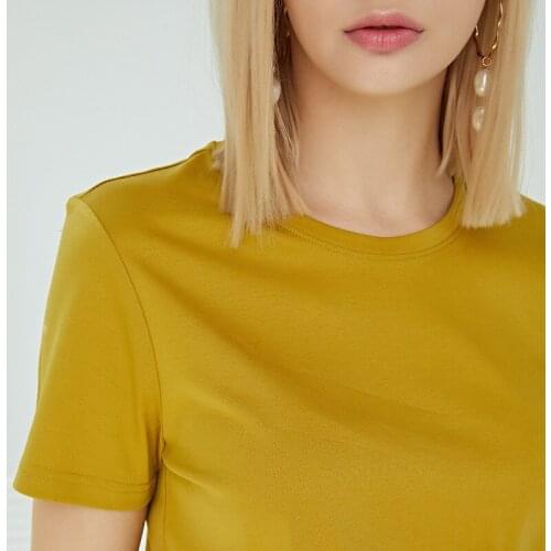 Double-sided Mercerized Cotton T-shirt Womens Basic 2020 Summer New Short-sleeved Round Neck Pure Cotton