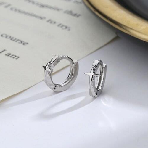 Dainty Circle Cross Star 925 Sterling Silver Hoop Earrings For Women Girls Glitter Cool Summer Luxury Jewelry 2021 New Wholesale