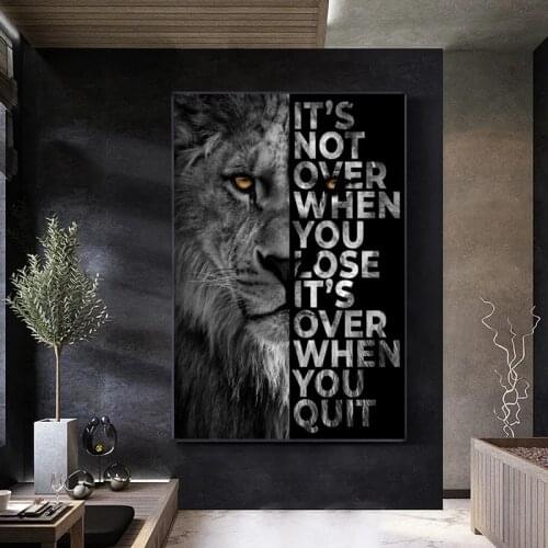 Canvas Painting Wild Lion Letter Motivational Quote Art Posters Prints on Canvas Decorative Wall Art Living Room Home Decoration