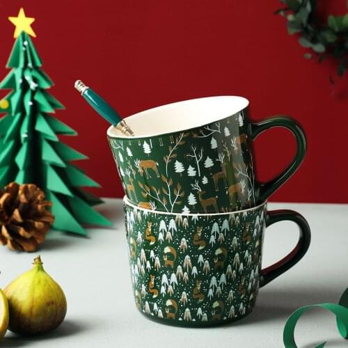 Ceramic Mug Creative Trend Personality Christmas Coffee Cup Couple Men and Women Breakfast Cup Household Water Cup