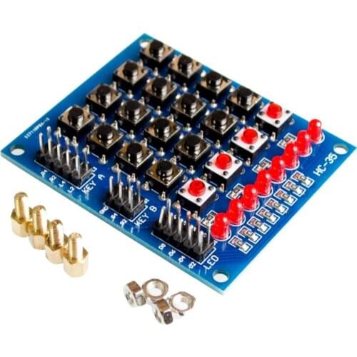 4X4 Matrix Keyboard For Arduino Array Module 16 Key Push Buttons Tastatur Switch Keypad Panel 4*4 Tasten 8LEDs Accessory DIY Kit