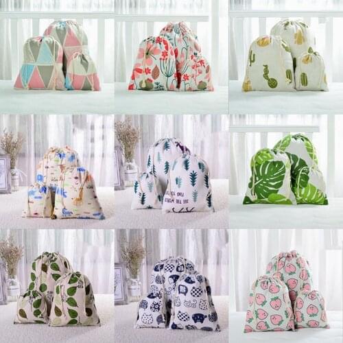 Cotton Linen Drawstring Bag Fabric Pouch Candy Favor Holder Travel Cloth Shoes Storage Bag Makeup Jewelry Case Christmas Gift