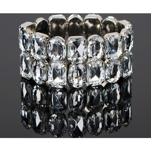 Cute Female Crystal Rhinestone Bangle Silver Color Big Wedding Bracelets Bangles For Women 2019 Fashion Valentines Day Gifts