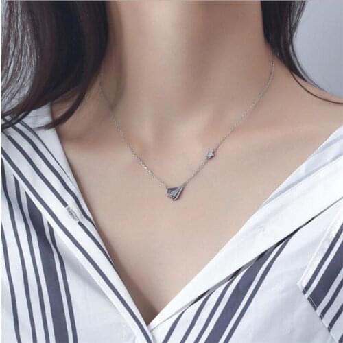 Trendy 925 Sterling Silver Necklace For Women Jewelry Vintage Zircon Star Pendant Necklace Aircraft Accessories Female Gift