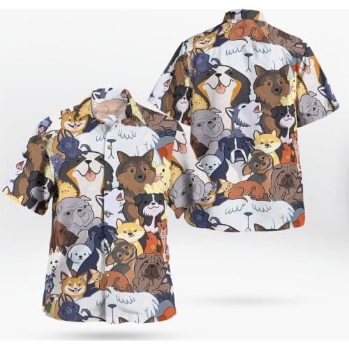 2021 New 3D Printed Animal Dog Hawaii Anime Shirts Men Summer Short-sleeved Beach Shirt Men Shirts Oversize Camisa Masculina 5XL