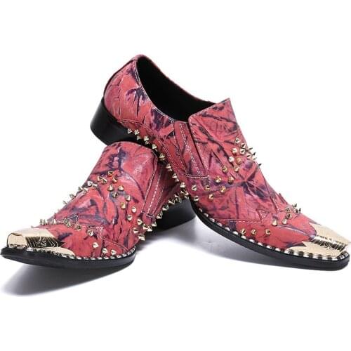 Men Office Business Wedding Dress Shoes Formal Red Fashion Party Pointed Toe Shoes Oxfords