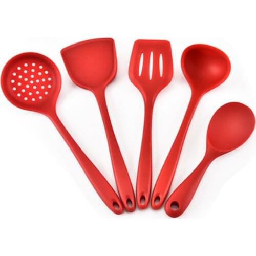 Silicone Kitchenware 5 Piece Set Baking Set Kitchen Cooking Utensils-1 Ladle, 1 Turner, 1 Spatula, 1 Slotted Spoon, 1 Spoon