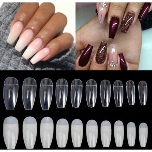500Pcs Acrylic Nail Tips Clear Natural French ABS Artificial False Nails Ballerina Half Cover UV Gel Ultra Flexible Fake Nail