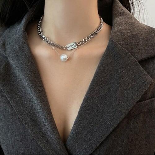 316L Stainless Steel 2021 New Fashion Upscale Jewelry Beaded Geometric Charms Thick Chain Choker Necklaces Pendants For Women